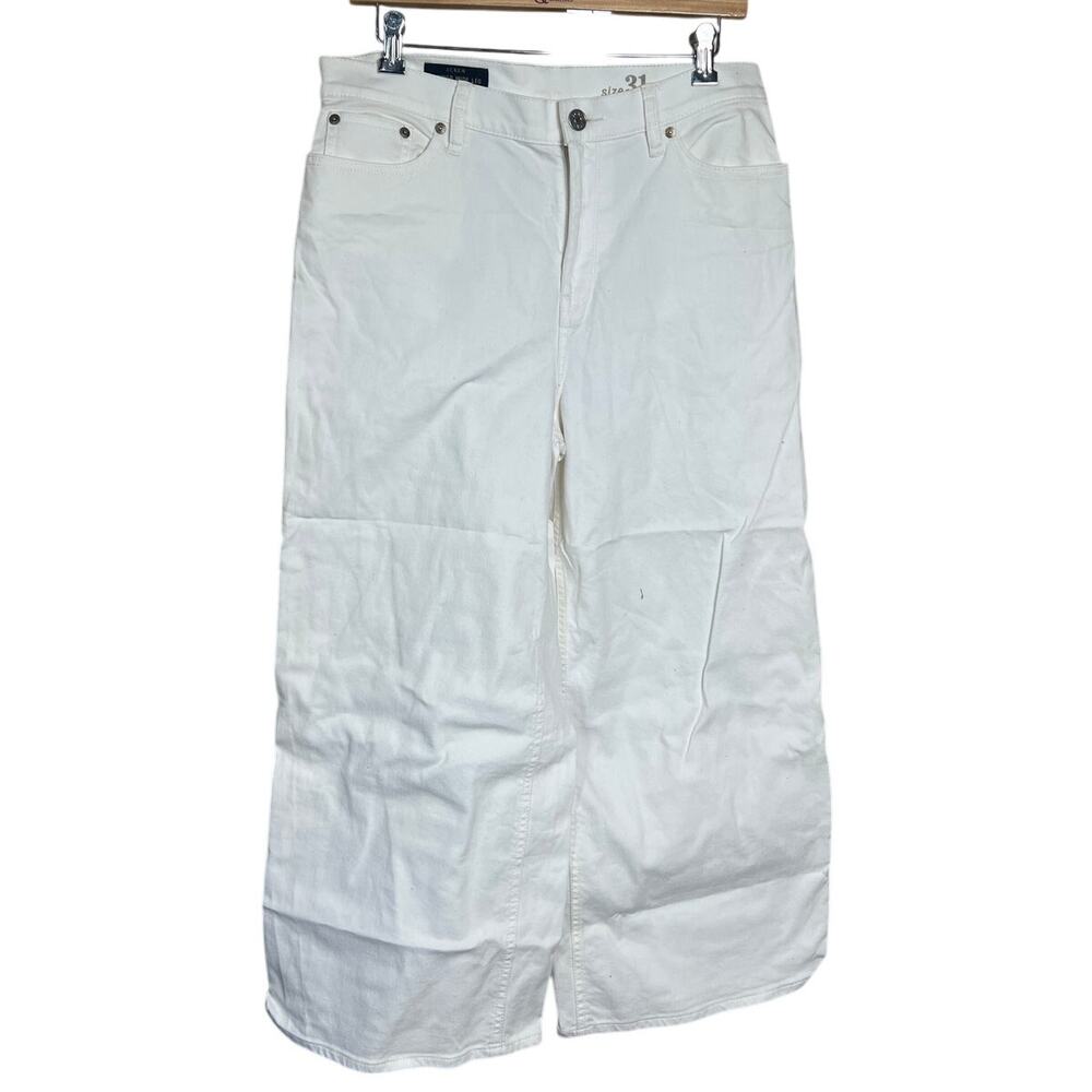 J. Crew Rayner Wide Leg Cotton Women's White Pants Size 31 High Rise